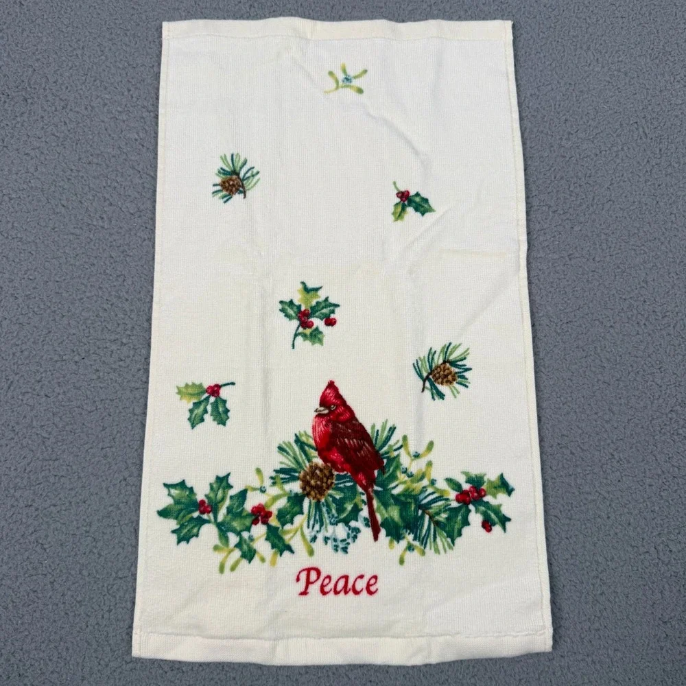 Lenox Winter Greetings Fingertip Towels Set of 4 Cardinal Christmas Joy Peace